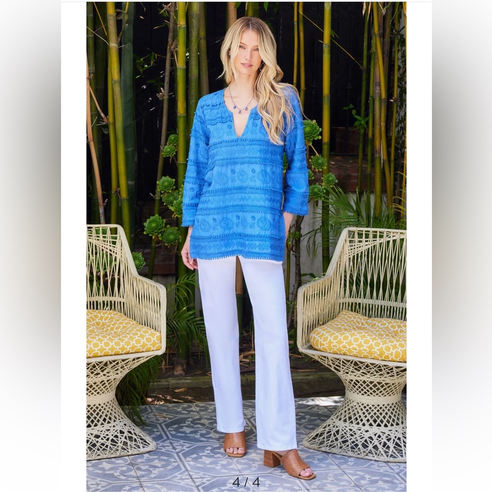 NWT Embroidered Cotton Tunic Top Sz MP
